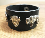 Indigenous Leather Bracelet with Metal Animals Decorations