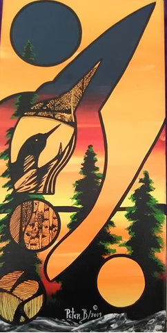 The Family of Loons, Indigenous Painting, Acrylic on Canvas