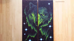 Wolf & Eagle, Fluorescent Native Canadian Painting, Acrylic on Canvas (Set of 2)