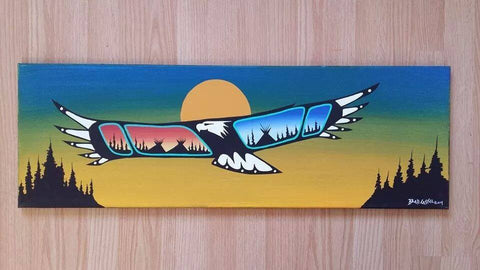 "Sunrise & Sunset", Eagle, Indigenous Painting, Acrylic on Canvas