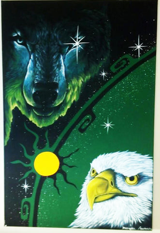 Eagle, Fluorescent Indigenous Painting, Acrylic on Canvas