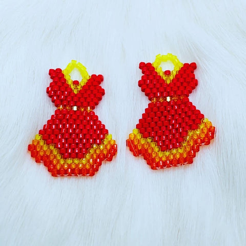 mmiw red dress earrings Earrings - Beaded Red Dress Large Red & Black
