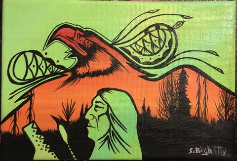 Prayer Song, Eagle, Indigenous Painting, Acrylic on Canvas