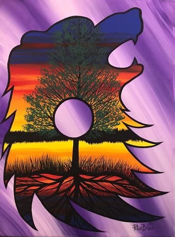 The Bear and the Beauty of the Woods, Indigenous Painting, Acrylic on Canvas