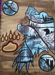 The Bear - The Strength, Indigenous Painting, Acrylic and Ink-work on Board Panel