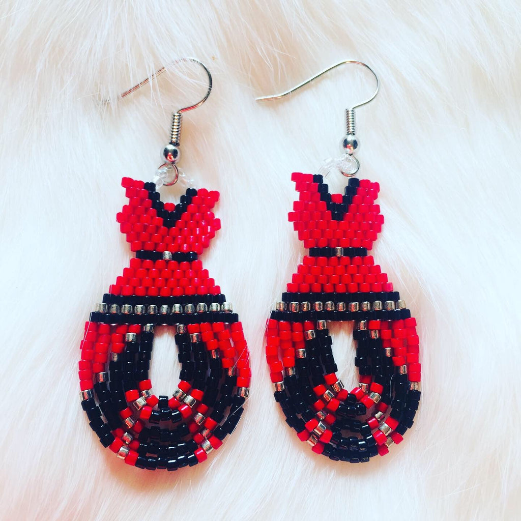 Fringe Red Dress Earrings IndigeneArts Fringe Red Dress Earrings IndigeneArts