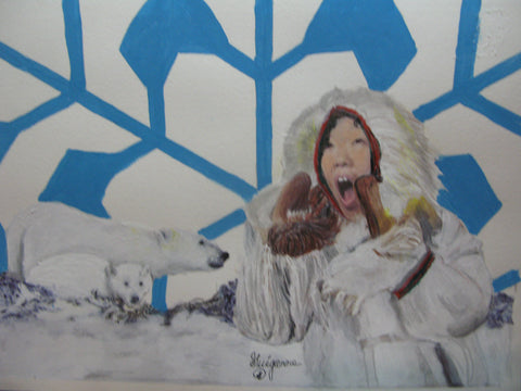 "DANGER – Nanuq coming!", Original Native Canadian Painting