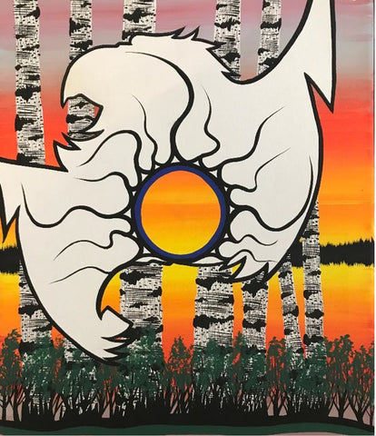 The Two Eagles Fly as One, Indigenous Painting, Acrylic on Canvas
