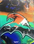 Love, Eagle, Fluorescent, Glowing Indigenous Painting, Acrylic on Canvas