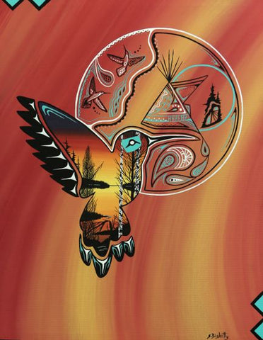 The Hummingbird, Indigenous Painting, Acrylic on Canvas