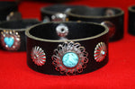 Indigenous Leather Bracelet with Metal Flower Decoration
