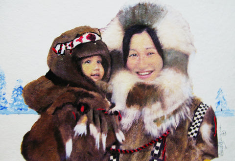 "Inuit Mother and Child!", Original Native Canadian Painting