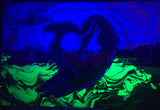 Love, Eagle, Fluorescent Glowing Painting, Acrylic on Canvas