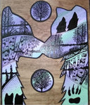 The Two Wolves, Indigenous Painting, Acrylic and Ink-work on Board Panel