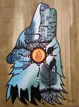 The Wolf's Journey, Indigenous Painting, Acrylic and Ink-work on Board Panel