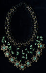 Mayan Indigenous Beaded Multicolour Necklace (Green Flowers)