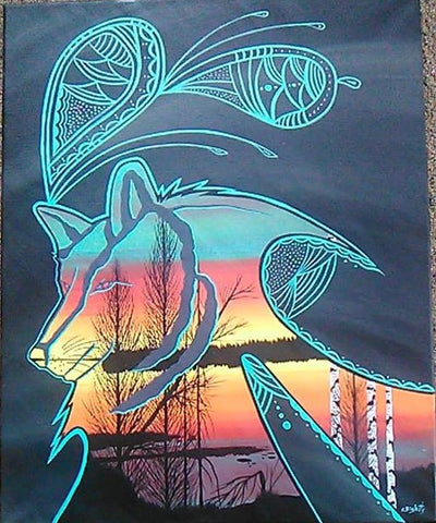 Humility 01, Wolf, Indigenous Painting