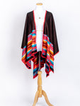 Hand-Woven Pashmina Reversible Wool Poncho, Ethnic Style