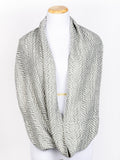 Infinity Loop Wool Knit Boho Scarf (White & Grey)