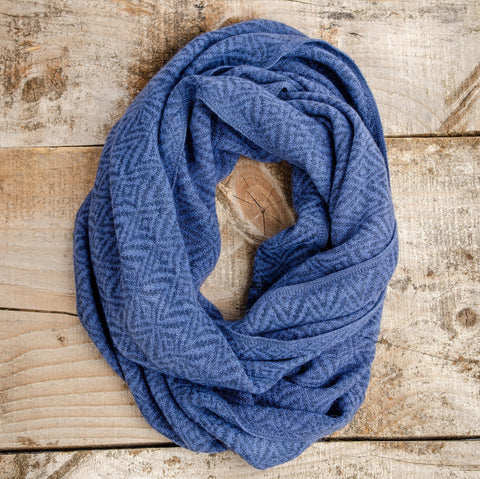 Blue Alpaca Infinity Tube Scarf, Warm Knit