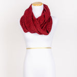 Soft Hand-Knitted Wool Infinity Scarf (Burgundy)