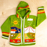 Kids Handknitted Embroidered Wool Sweater / Toddler Hoodie
